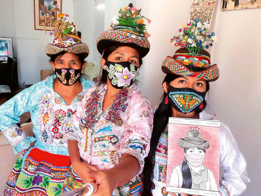 Die Pandemie hat auch neue immaterielle Kulturformen hervorgebracht, wie diese Mundschutzmasken mit traditionellen Mustern aus den peruanischen Anden.