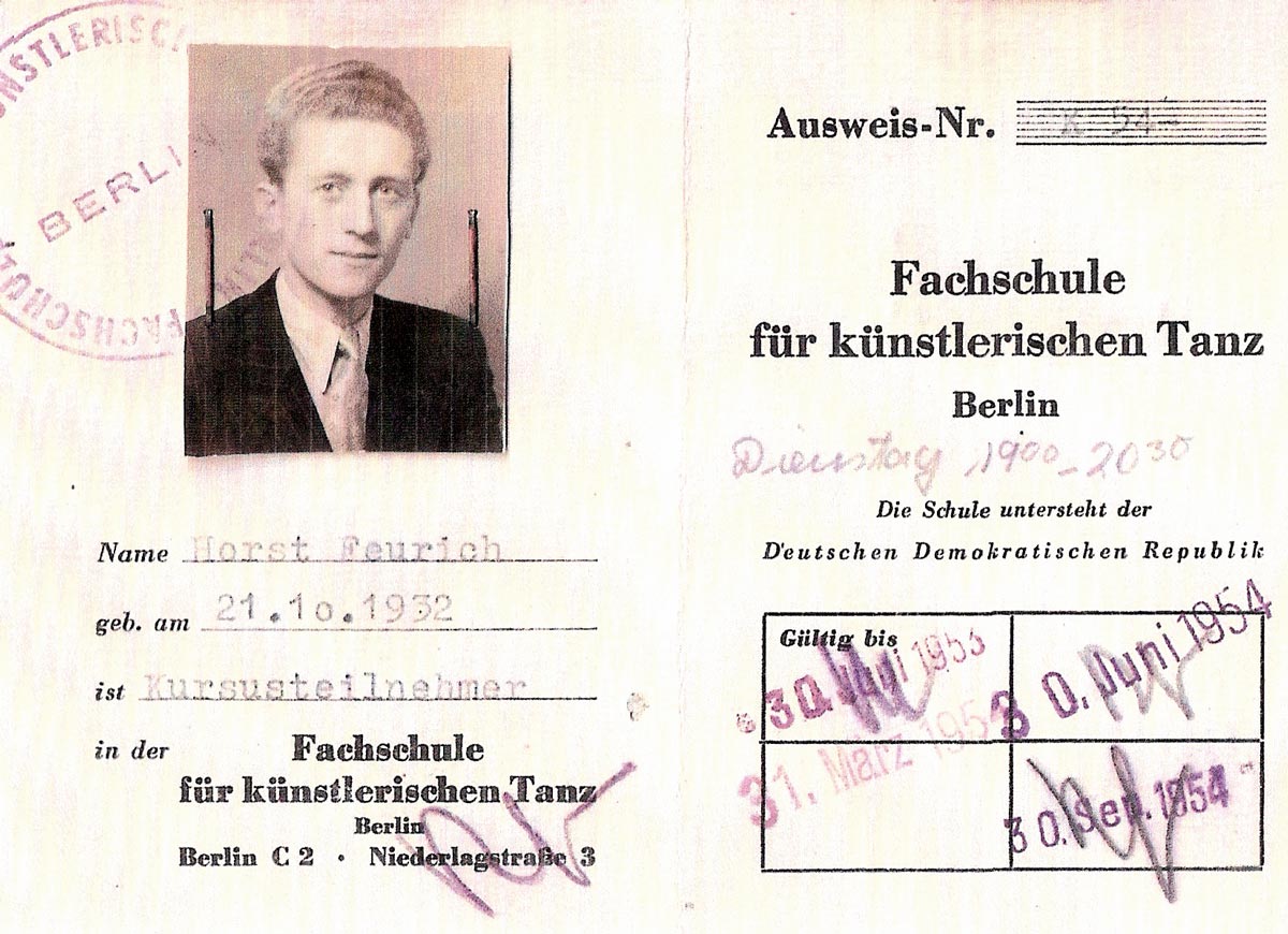 Ausweis von Horst Feurich als Beleg der Ausbildung zum Tanzleiter